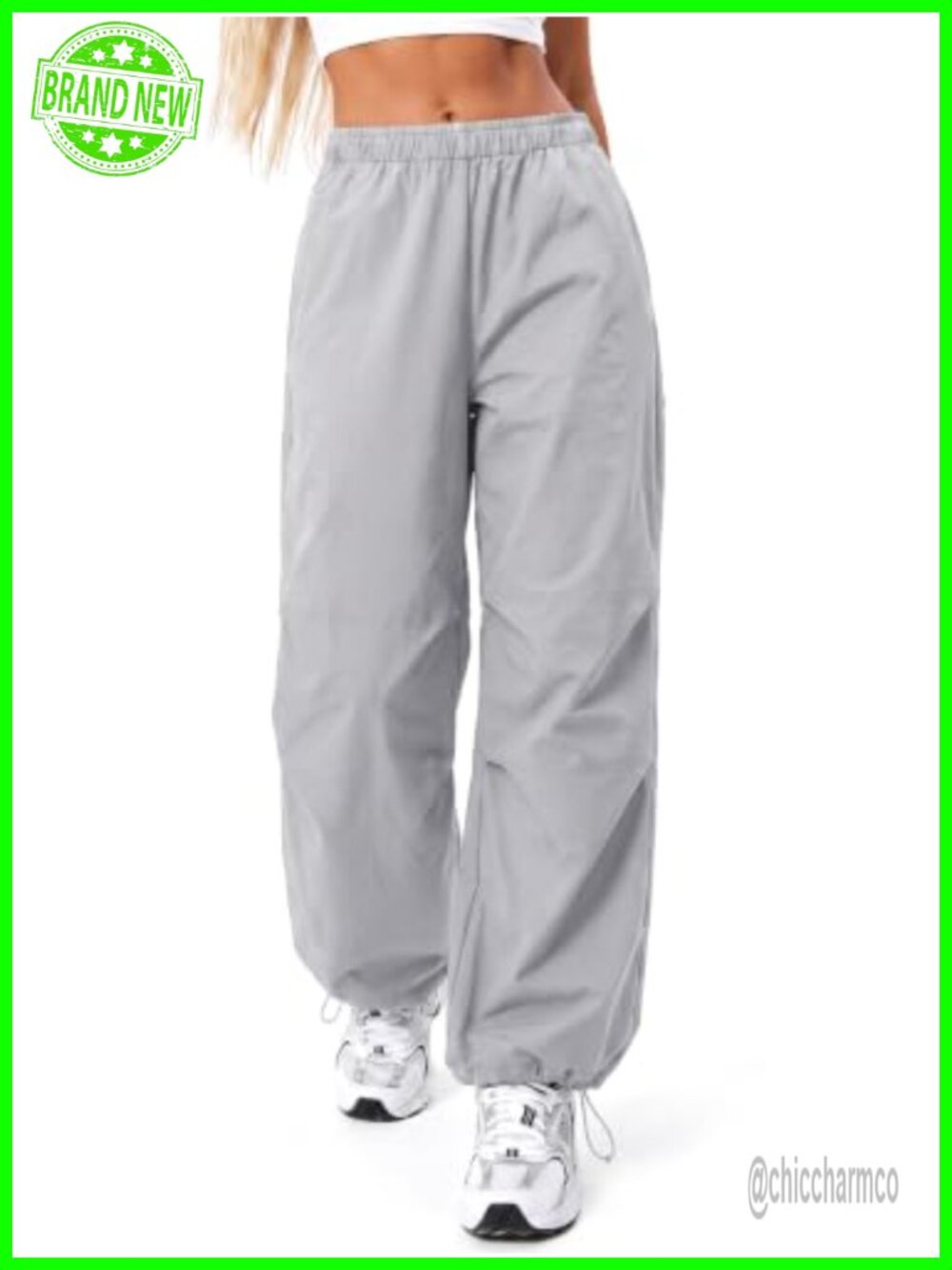 Water-Resistant Polyester Cargo Parachute Pants Y2K Baggy Hiking